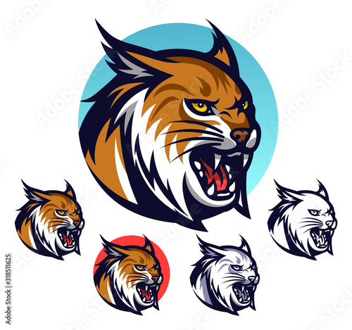 Angry lynx head emblem