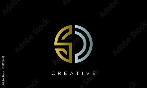 sd circle logo design vector icon