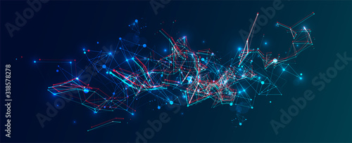 Abstract polygonal vector science background with connecting dots and lines.