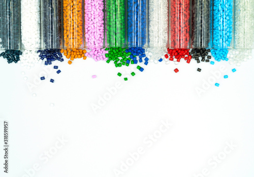 Close up of plastic polymer granules, Plastic beads