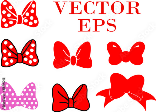 Set of bows. colored bow set. Vector illustration