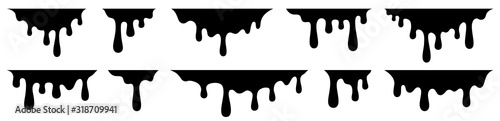 Paint drips. Current black paint. Current drops. Vector illustration