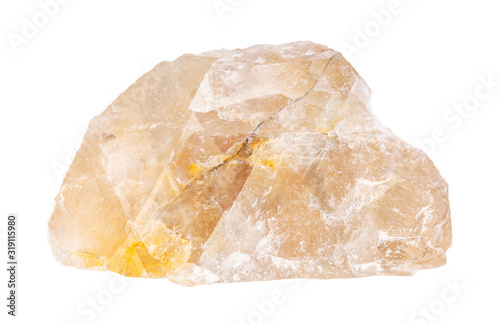 raw yellow Fluorite (fluorspar) rock isolated