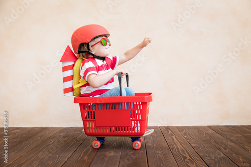 Happy child playing at home