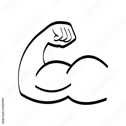 Arm with big muscles like bodybuilders have black and white
