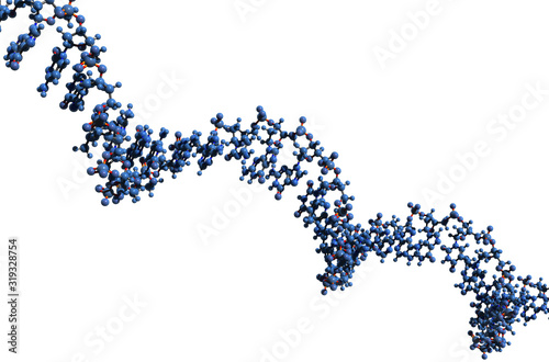 3D image of RNA macromolecule skeletal formula - molecular chemical structure of single stranded ribonucleic acid isolated on white background,