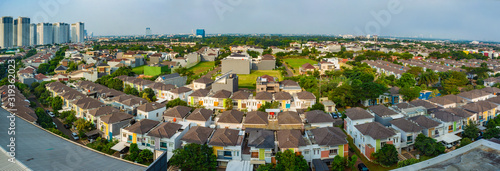 Rows of luxury houses in Gading Serpong residential area, in Tangerang, Banten, Indonesia. It is an area with high property development and investment.