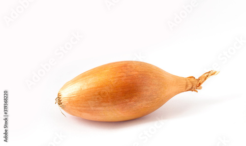 One shallot onion on a white background