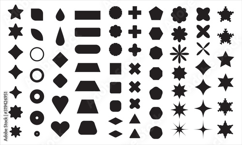 Vector basic shape collection for your design. Polygonal elements with sharp and rounded edges