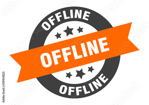 offline sign. offline round ribbon sticker. offline tag