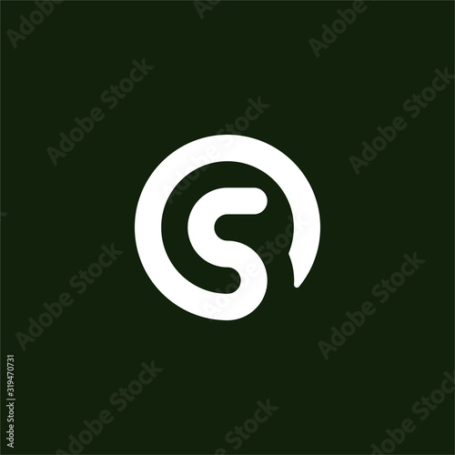 Initial letter S logo template with circle line art symbol in flat design monogram illustration