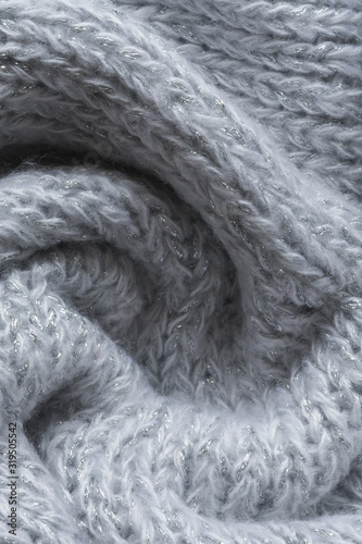 White and gray realistic knit texture pattern. background for banner, site, card, wallpaper.
