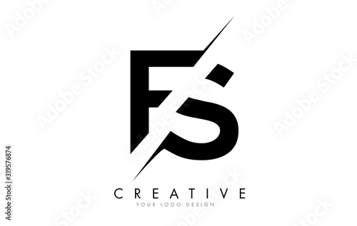 FS F S Letter Logo Design with a Creative Cut.