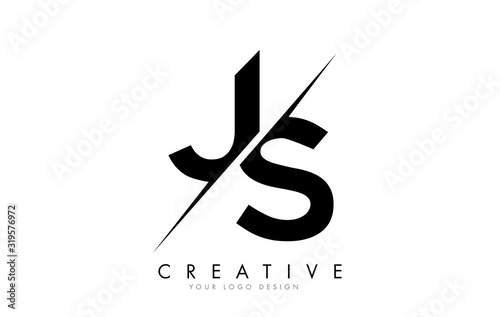 JS J S Letter Logo Design with a Creative Cut.