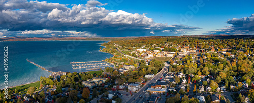 Aerial view of Petoskey in early Autumn