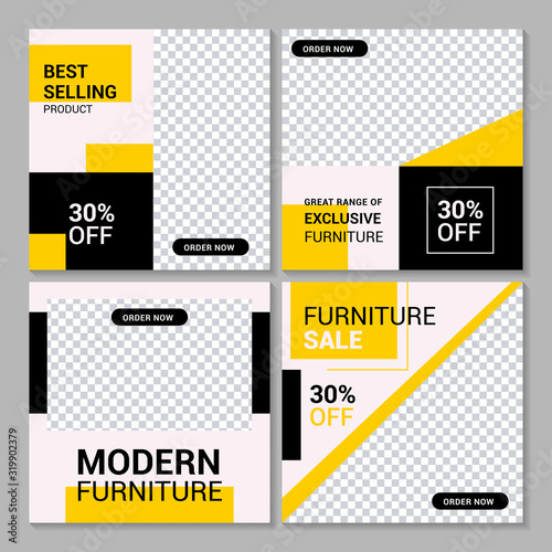 set of Furniture Minimalist Social Media Post Template Banners