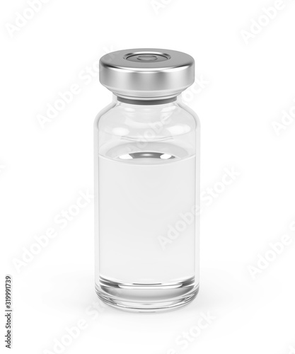 Medical vial for injection isolated on white. 3d rendering