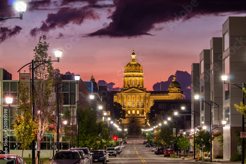 View of the Iowa State Capitol Building at Sunrise