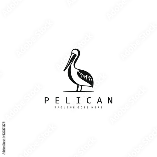 Artistic stylized pelican icon. Pelican logo design. Silhouette of birds