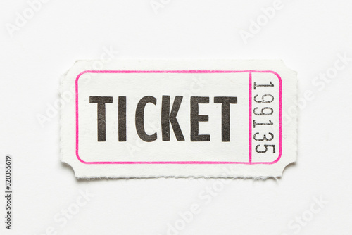 One white color paper show ticket isolated on white background