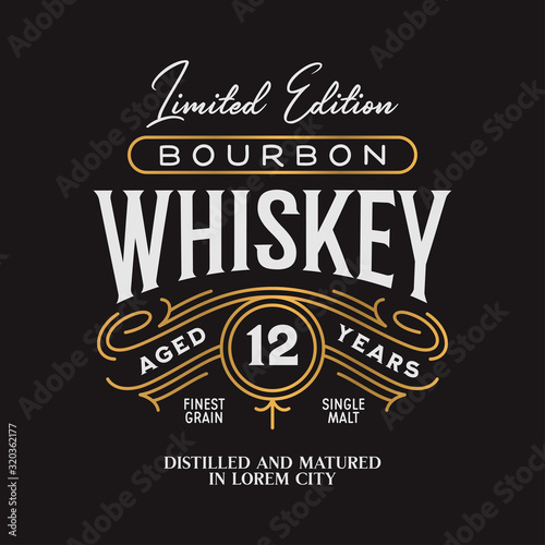 Whiskey Bourbon label logo emblem. Vintage vector illustration.