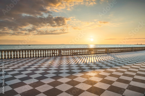 Mascagni Terrazza terrace at sunset. Livorno Tuscany Italy