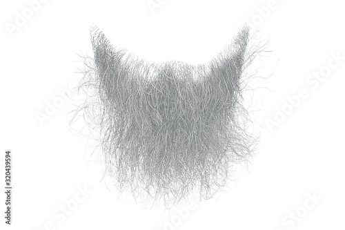 Disheveled gray beard isolated on white. Mens fashion