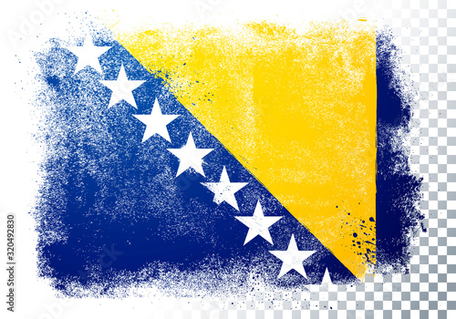 Vector Illustration isolated flag of bosnia herzegovina in grunge texture style.