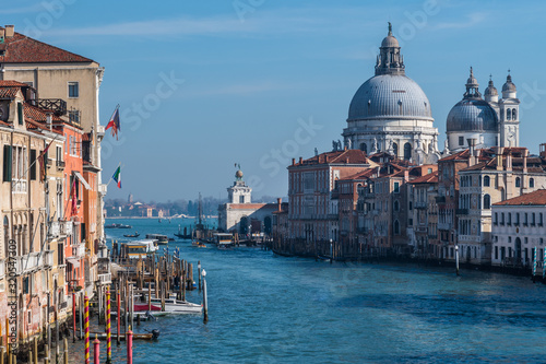 Accademia Bridge, Grand Canal and Salute Church. Venice. Italy