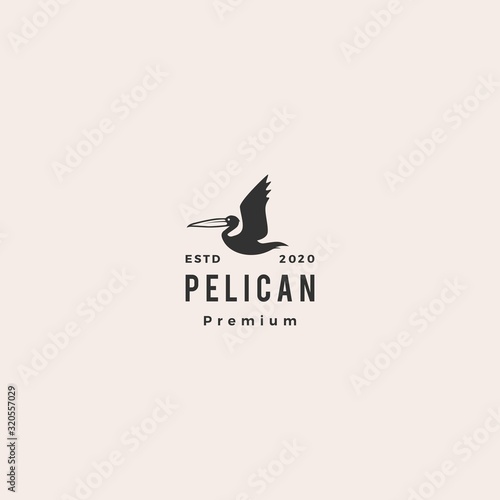 pelican gulf bird coast beach logo vector icon illustration hipster vintage retro