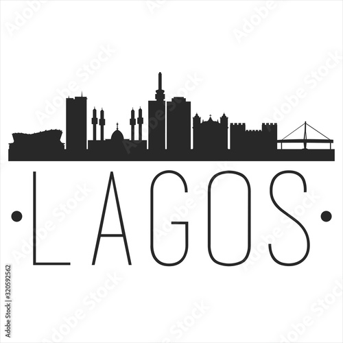 Lagos Nigeria. City Skyline. Silhouette City. Design Vector. Famous Monuments.