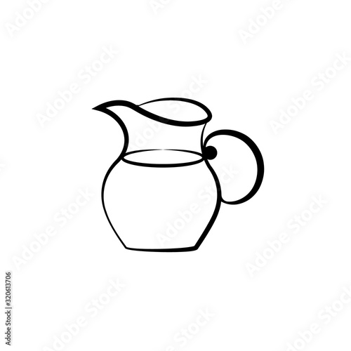 Glass lemonade pitcher outline icon. Clipart image isolated on white background