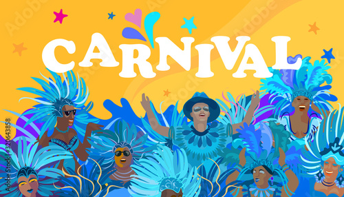 2024 Abstract Rio Brazilian Carnival music dance festival night party Samba dancer parade Sambadrome, New Orleans, Mardi Gras, notting hill, Venezia costume exotic tropical palm leaves set vector
