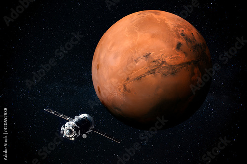 Exploration of Mars the Red planet of the solar system in space. This image elements furnished by NASA.