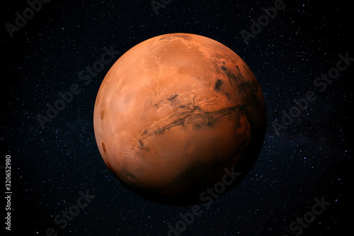Exploration of Mars the Red planet of the solar system in space. This image elements furnished by NASA.