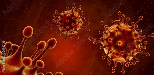 Microscopic view of a infectious omicron coronavirus. Contagion and propagation of a disease