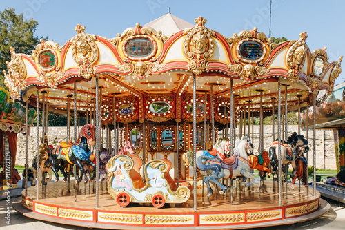 children's carousel in the park of attraction