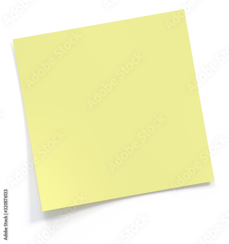 Yellow post it note 3d rendering