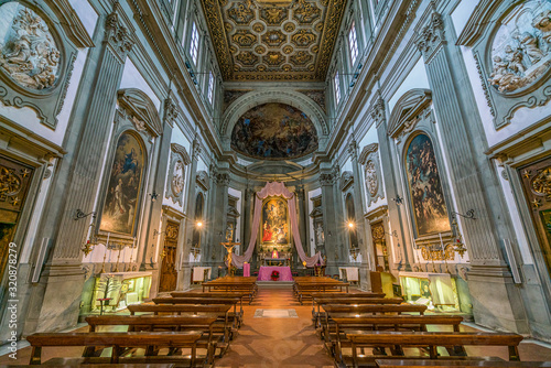 Interior view in San Filippo Neri Church in Florenze, Tuscany, Italy. 