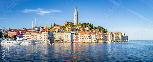 Classic panoramic view of Rovinj old town, Istria, Croatia