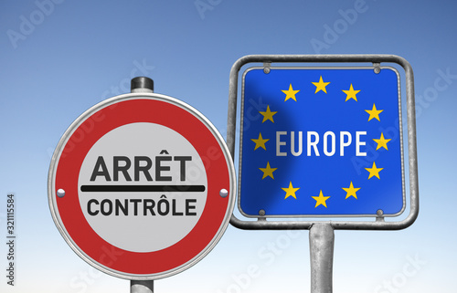 plaque arrêt, contrôle et Europe