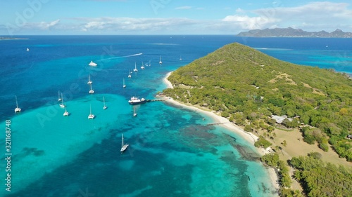 Caribbean islands and beaches aerial view, St. Vincent & Grenadines, Caribbean