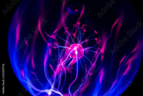 Electricity fire-ball. Abstract photo of electric waves. Static electricity - Stock Image