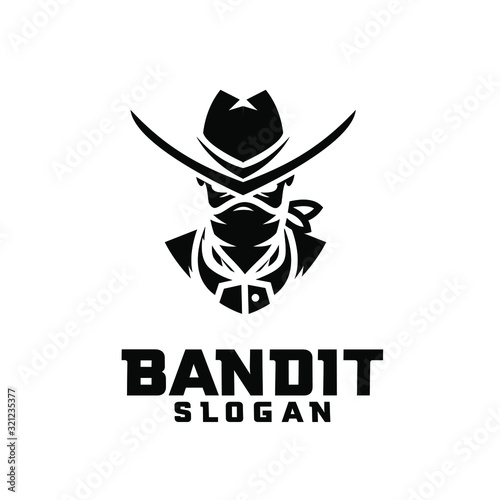 black bandit character logo icon design cartoon