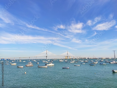View of Cadiz Bay in a sunny day. Spain
