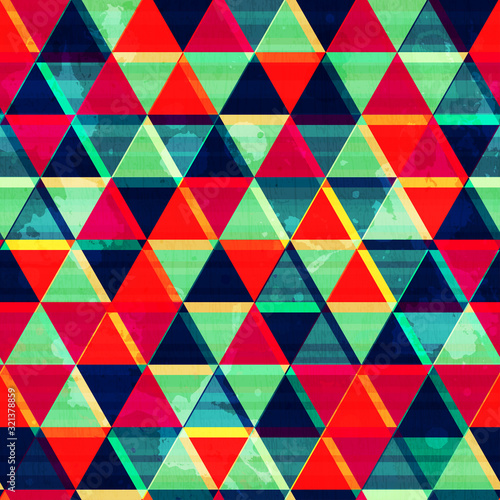 retro triangle mosaic seamless pattern with grunge effect