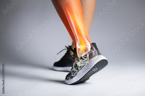 Ankle pain in detail - Sports injuries concept.