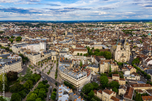 Beautiful aerial townscape scenery of Dijon city in Burgundy, France