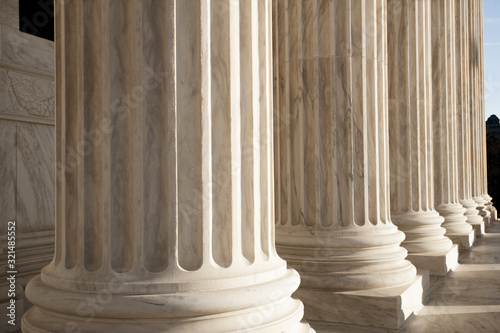 Columns of the US Supreme Court in Washington DC daytime