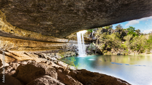 Hamilton Pool Preserve with waterfall in the background
